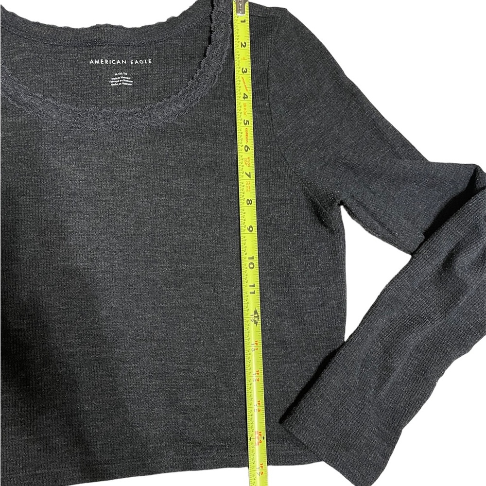 American Eagle Basic Cropped Lace Dark Grey Coque… - image 6